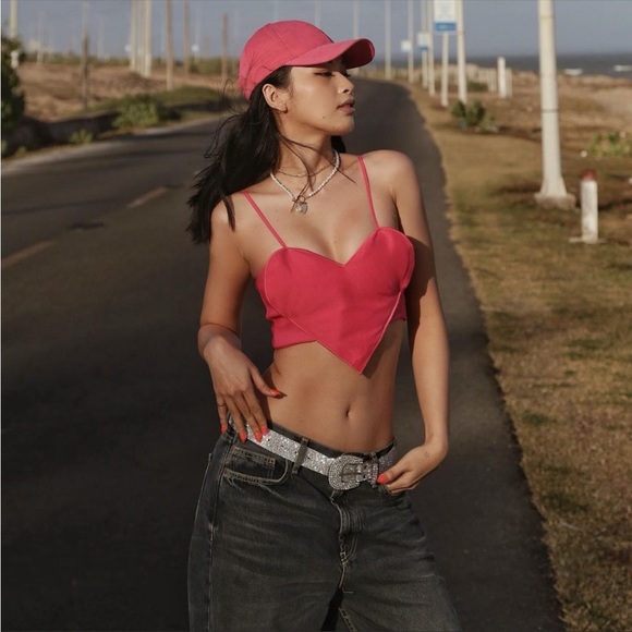 Zara | Tops | New Zara Pink Corset Heart Top | Poshmark